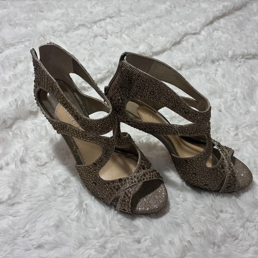 Gianni Bini Topaz Rhinestone Cage Dress Sandals Heels 9M